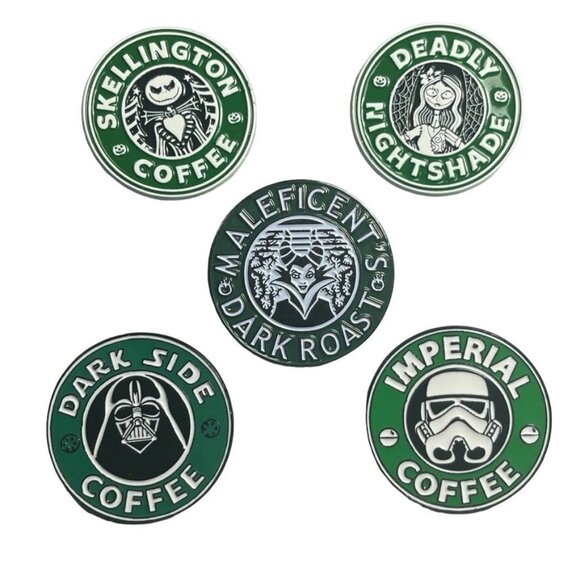 Villain Dark Coffee Lapel Pin Darth Vader Maleficent Jack Brooch Badge Jewelry - Picture 1 of 7